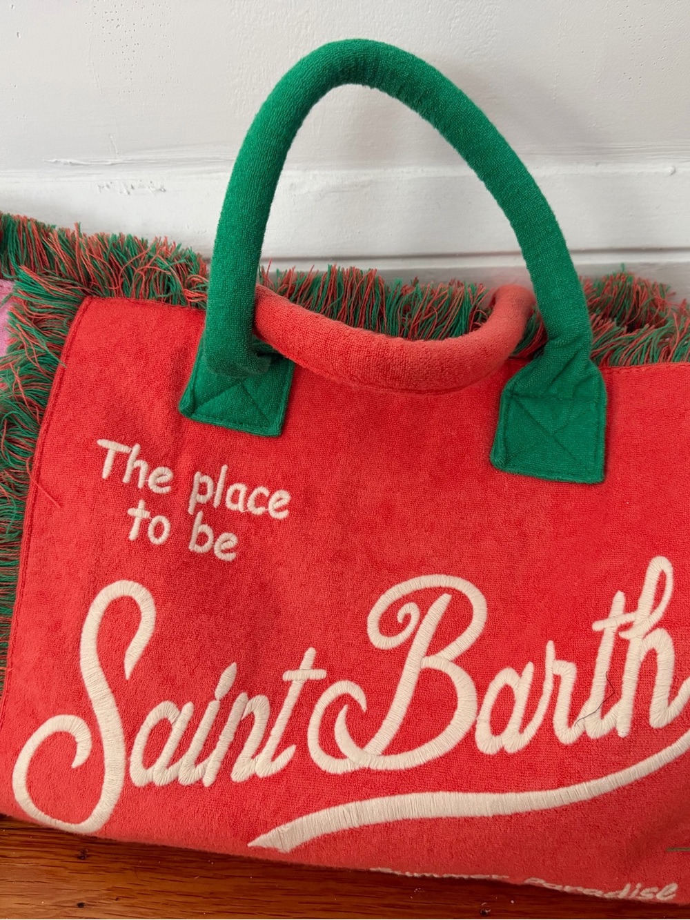 M20 saint Martha multicolor canvas color block tote